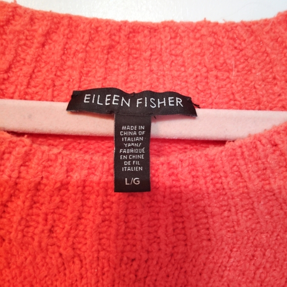 EILEEN FISHER ORGANIC COTTON SWEATER LARGE SALMON COLOR DESIGNER PREPPY - Picture 3 of 7